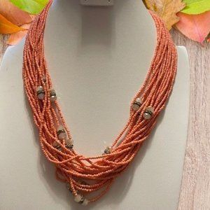 Vintage Multi-Strand Pink Seed Bead Necklace